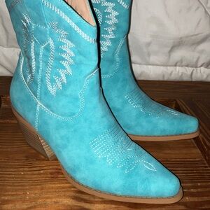Turquoise Western Ankle Boots